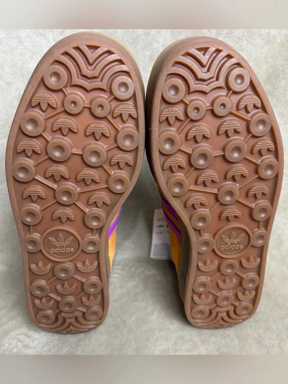 adidas Gazelle Women's Orange Suede Sneakers with Purple Accents 8.5
